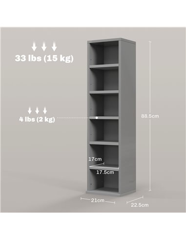 HOMCOM Set of Two 102 CD Storage Units - High Gloss Grey 833-872V01GY