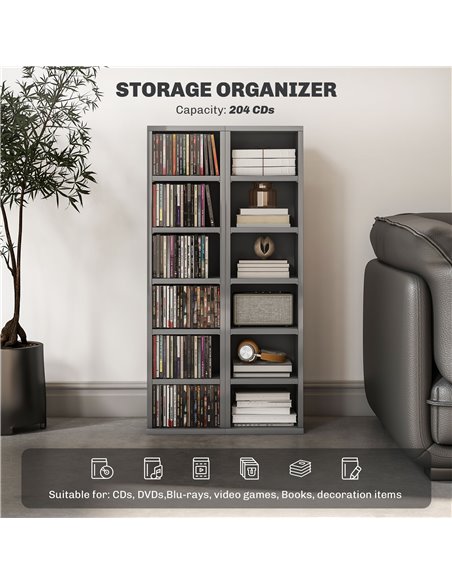 HOMCOM Set of Two 102 CD Storage Units - High Gloss Grey 833-872V01GY - pic 94460 | FastDaddyshop