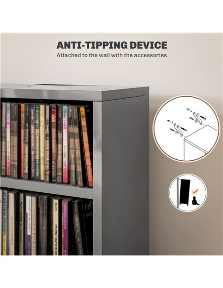 HOMCOM Set of Two 102 CD Storage Units - High Gloss Grey 833-872V01GY - pic 94463 | FastDaddyshop