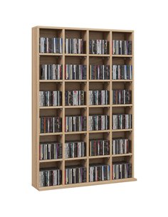 HOMCOM CD Storage Unit with Adjustable Shelves, 89 x 130.5 cm, Natural Wood Finish 831-040V80ND