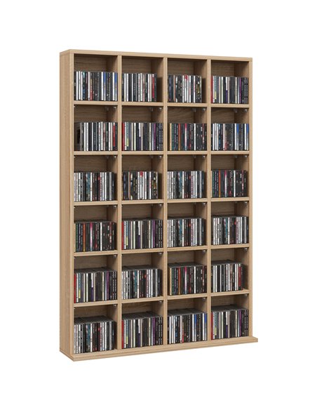 HOMCOM CD Storage Unit with Adjustable Shelves, 89 x 130.5 cm, Natural Wood Finish 831-040V80ND - pic 94466 | FastDaddyshop