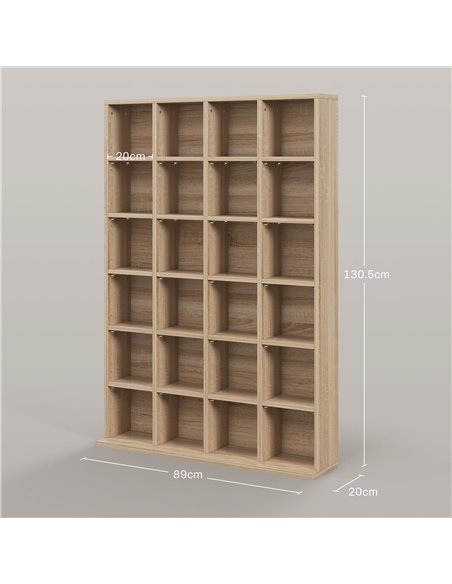 HOMCOM CD Storage Unit with Adjustable Shelves, 89 x 130.5 cm, Natural Wood Finish 831-040V80ND - pic 94468 | FastDaddyshop