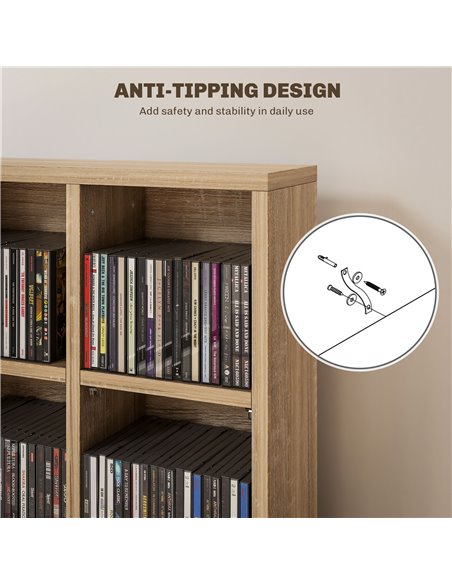 HOMCOM CD Storage Unit with Adjustable Shelves, 89 x 130.5 cm, Natural Wood Finish 831-040V80ND - pic 94471 | FastDaddyshop