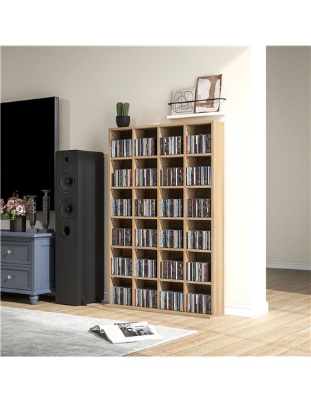 HOMCOM CD Storage Unit with Adjustable Shelves, 89 x 130.5 cm, Natural Wood Finish 831-040V80ND - pic 94472 | FastDaddyshop