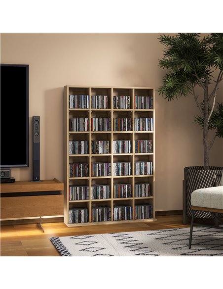 HOMCOM CD Storage Unit with Adjustable Shelves, 89 x 130.5 cm, Natural Wood Finish 831-040V80ND - pic 94473 | FastDaddyshop