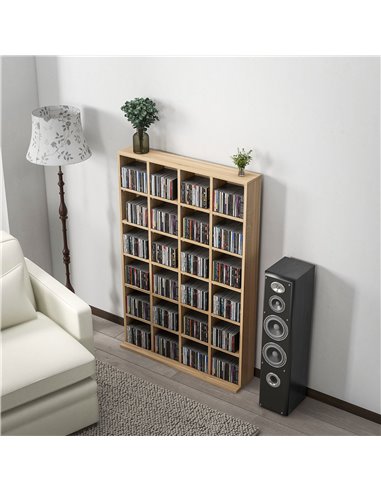 HOMCOM CD Storage Unit with Adjustable Shelves, 89 x 130.5 cm, Natural Wood Finish 831-040V80ND