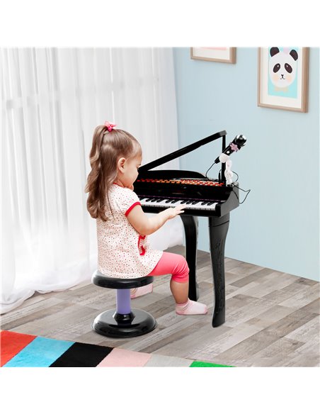 HOMCOM Mini Electronic Piano W/Stool-Black 390-003BK - pic 94476 | FastDaddyshop