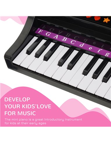 HOMCOM Mini Electronic Piano W/Stool-Black 390-003BK