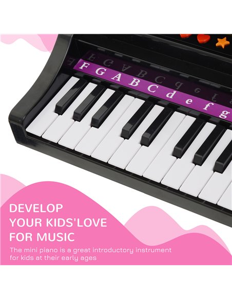 HOMCOM Mini Electronic Piano W/Stool-Black 390-003BK - pic 94480 | FastDaddyshop