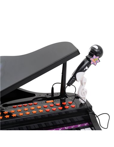 HOMCOM Mini Electronic Piano W/Stool-Black 390-003BK