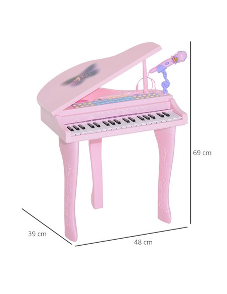 HOMCOM Mini Electronic Piano with Stool, Educational Musical Instrument, Interactive Play, Pink 390-003PK - pic 94486 | FastDaddyshop