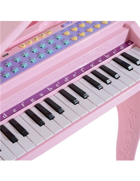 HOMCOM Mini Electronic Piano with Stool, Educational Musical Instrument, Interactive Play, Pink 390-003PK - pic 94492 | FastDaddyshop