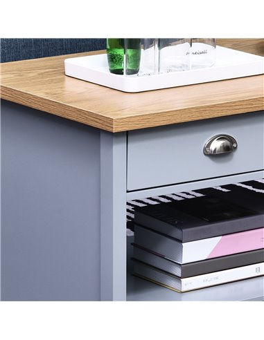 HOMCOM Coffee Table w/ 2 Drawers Open Display Wood Effect Tabletop Living Room Storage Retro Style Chic Polished Handles