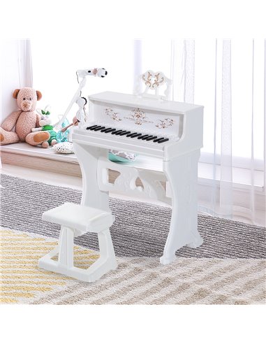HOMCOM 37 Keys Kids Piano Mini Electronic Keyboard Light Kids Musical Instrument Educational Game Children Grand Piano Toy Set w