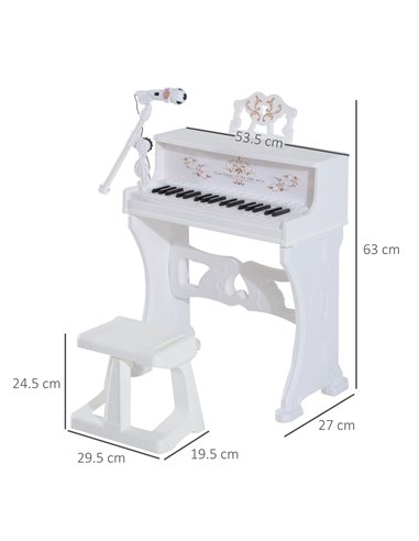 HOMCOM 37 Keys Kids Piano Mini Electronic Keyboard Light Kids Musical Instrument Educational Game Children Grand Piano Toy Set w