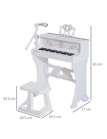 HOMCOM 37 Keys Kids Piano Mini Electronic Keyboard Light Kids Musical Instrument Educational Game Children Grand Piano Toy Set w - pic 94504 | FastDaddyshop