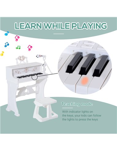 HOMCOM 37 Keys Kids Piano Mini Electronic Keyboard Light Kids Musical Instrument Educational Game Children Grand Piano Toy Set w
