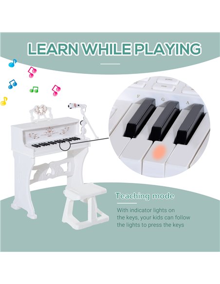 HOMCOM 37 Keys Kids Piano Mini Electronic Keyboard Light Kids Musical Instrument Educational Game Children Grand Piano Toy Set w - pic 94505 | FastDaddyshop