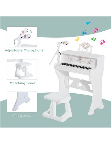HOMCOM 37 Keys Kids Piano Mini Electronic Keyboard Light Kids Musical Instrument Educational Game Children Grand Piano Toy Set w