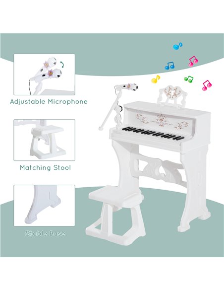 HOMCOM 37 Keys Kids Piano Mini Electronic Keyboard Light Kids Musical Instrument Educational Game Children Grand Piano Toy Set w - pic 94507 | FastDaddyshop