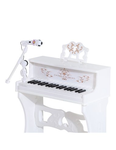 HOMCOM 37 Keys Kids Piano Mini Electronic Keyboard Light Kids Musical Instrument Educational Game Children Grand Piano Toy Set w