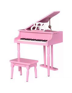 HOMCOM Modern Kids Piano 30 Keys Set of 2 Mini Toy for Child Grand Piano with Music Stand and Bench, Best Gifts Pink F12-005PK