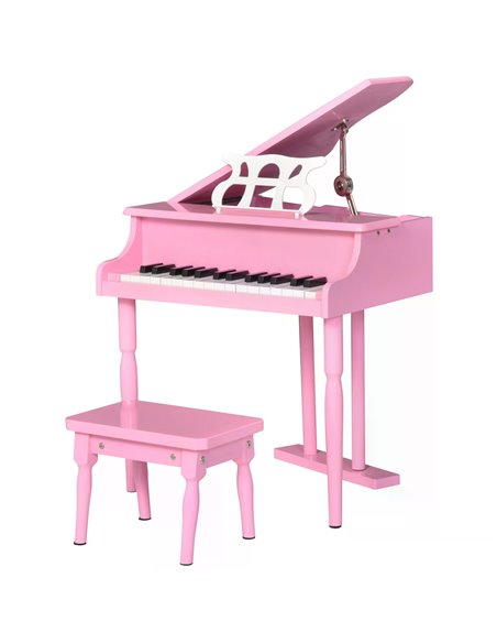HOMCOM Modern Kids Piano 30 Keys Set of 2 Mini Toy for Child Grand Piano with Music Stand and Bench, Best Gifts Pink F12-005PK - pic 94511 | FastDaddyshop