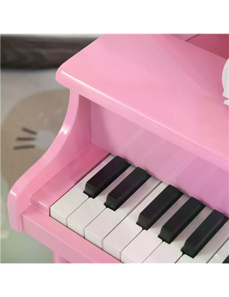 HOMCOM Modern Kids Piano 30 Keys Set of 2 Mini Toy for Child Grand Piano with Music Stand and Bench, Best Gifts Pink F12-005PK - pic 94519 | FastDaddyshop