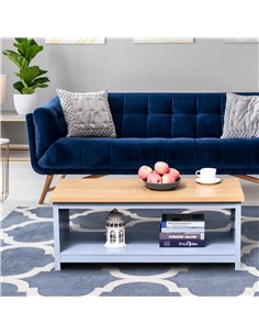 Homcom Coffee Table with Open Display Wood Effect, Tabletop Retro Rustic Style, Grey 2
