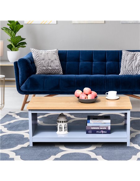 HOMCOM Coffee Table w/Open Display Wood Effect Tabletop Retro Rustic Style Chic Living Room Storage Grey - pic 9452 | FastDaddyshop
