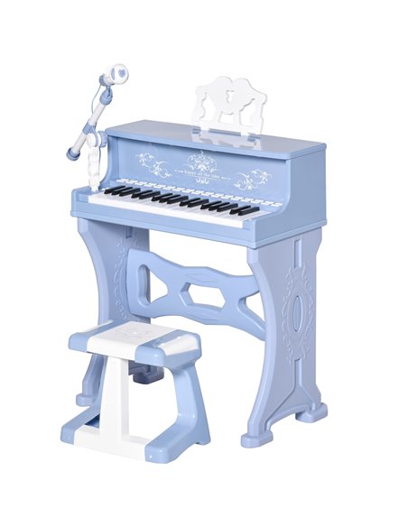 HOMCOM Mini Electronic Keyboard for Kids, 37 Keys Musical Instrument w/ Stool, Microphone & Educational Games, Light-Up Piano To - pic 94520 | FastDaddyshop