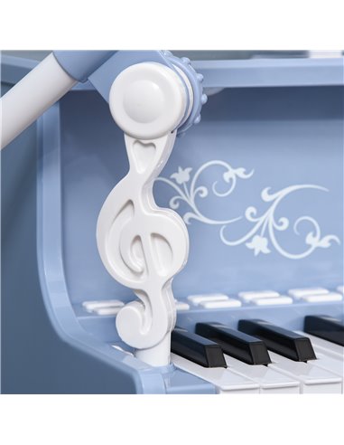 HOMCOM Mini Electronic Keyboard for Kids, 37 Keys Musical Instrument w/ Stool, Microphone & Educational Games, Light-Up Piano To
