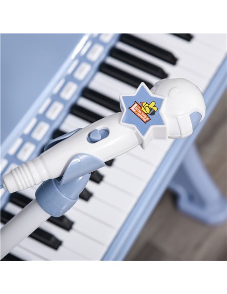 HOMCOM Mini Electronic Keyboard for Kids, 37 Keys Musical Instrument w/ Stool, Microphone & Educational Games, Light-Up Piano To - pic 94528 | FastDaddyshop