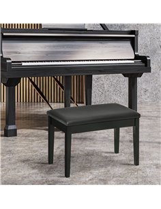 HOMCOM Traditional Piano Seat, Cushioned Keyboard Bench with Rubberwood Legs, Music Storage, Black F12-012V70BK 2