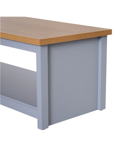 HOMCOM Coffee Table w/Open Display Wood Effect Tabletop Retro Rustic Style Chic Living Room Storage Grey