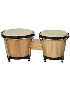 HOMCOM Wooden Bongo Drum Set w/ Sheepskin Drum Head, Percussion Instrument, Φ7.75" & Φ7" Drums, for Kids Adults, w/ Tuning Wrenc