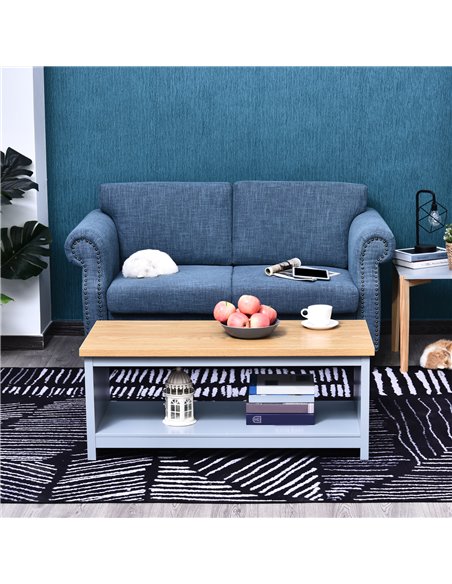 HOMCOM Coffee Table w/Open Display Wood Effect Tabletop Retro Rustic Style Chic Living Room Storage Grey - pic 9459 | FastDaddyshop