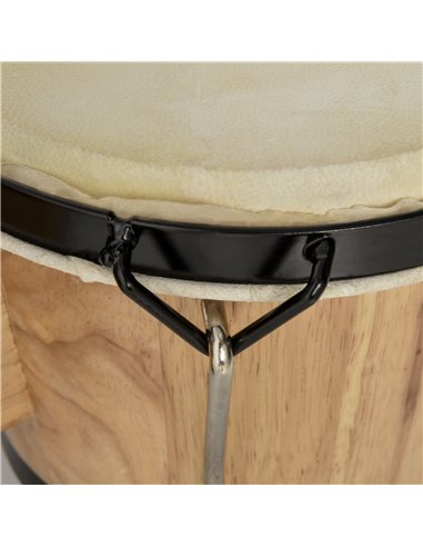 HOMCOM Wooden Bongo Drum Set w/ Sheepskin Drum Head, Percussion Instrument, Φ7.75" & Φ7" Drums, for Kids Adults, w/ Tuning Wrenc