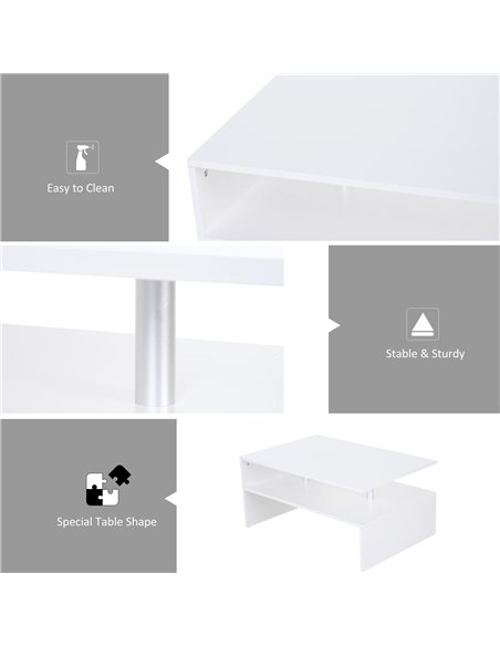 HOMCOM 2-Tier Coffee Table Side/End Table Modern Rectangular Design w/ Open Shelf Living Room Entryway Hallway Furniture White - pic 9463 | FastDaddyshop