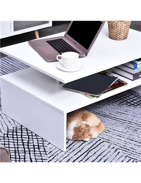 HOMCOM 2-Tier Coffee Table Side/End Table Modern Rectangular Design w/ Open Shelf Living Room Entryway Hallway Furniture White - pic 9465 | FastDaddyshop