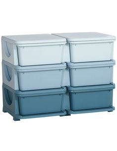 HOMCOM Kids Storage Unit, with Six Drawers - Blue 311-053V00BU