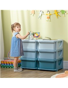 HOMCOM Kids Storage Unit, with Six Drawers - Blue 311-053V00BU 2