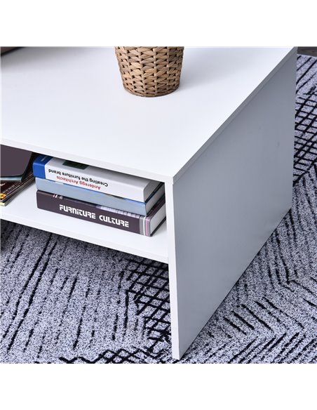 HOMCOM 2-Tier Coffee Table Side/End Table Modern Rectangular Design w/ Open Shelf Living Room Entryway Hallway Furniture White - pic 9466 | FastDaddyshop