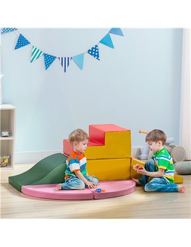 HOMCOM 6 Piece Soft Play Equipmemt for Kids Climb and Crawl, Red 3D0-016V01MX