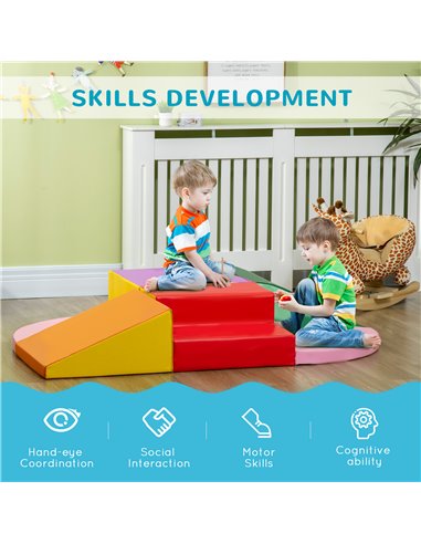 HOMCOM 6 Piece Soft Play Equipmemt for Kids Climb and Crawl, Red 3D0-016V01MX