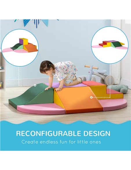 HOMCOM 6 Piece Soft Play Equipmemt for Kids Climb and Crawl, Red 3D0-016V01MX - pic 94669 | FastDaddyshop
