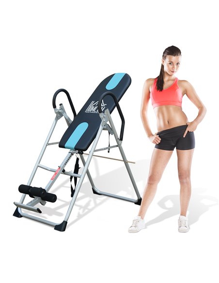 HOMCOM Foldable Gravity Inversion Table Back Therapy Home Fitness Bench Black A91-053 - pic 94737 | FastDaddyshop