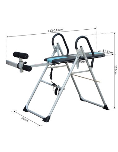 HOMCOM Foldable Gravity Inversion Table Back Therapy Home Fitness Bench Black A91-053