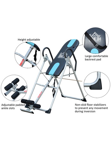 HOMCOM Foldable Gravity Inversion Table Back Therapy Home Fitness Bench Black A91-053 - pic 94740 | FastDaddyshop