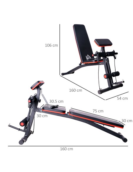 HOMCOM Foldable Adjustable Dumbbell Weight Lifting Sit Up Ab Bench Home Training Gym Incline Flat Multiuse Workout Exercise Fitn - pic 94747 | FastDaddyshop
